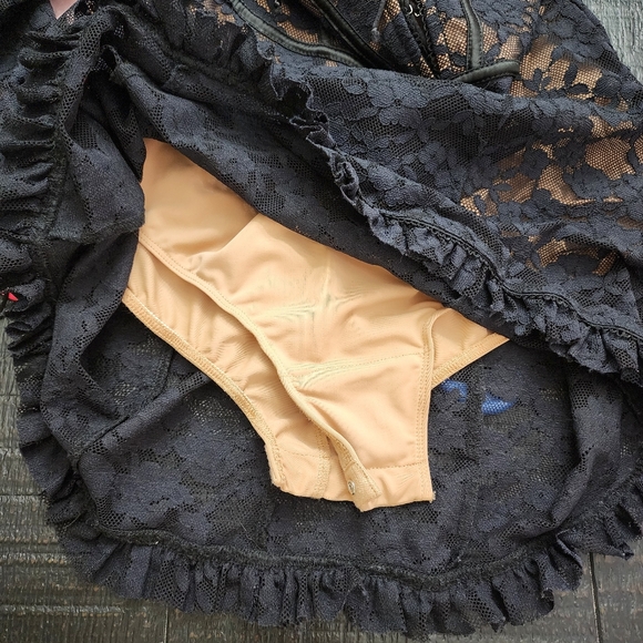 For Love & Lemons Violetta Black Lace Puff Sleeve Cocktail Dress Med Night Out - Picture 14 of 16